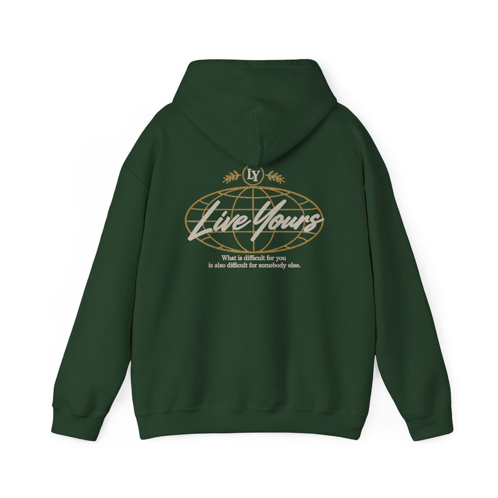 Live Yours Signature Globe Hoodie – Unisex Pullover Sweatshirt